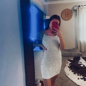 Hoco Dress, Short, White, Sequined